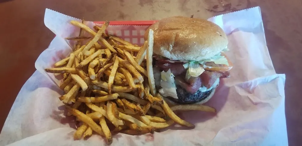 Bacon Hamburger with French Fries